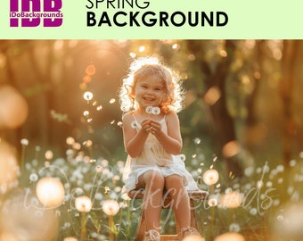 Dandelions Spring Digital Photography Background, Sunset Portrait (Digital Download)
