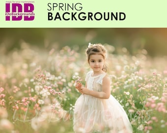 Fondo para fotografía digital de primavera con campo de flores silvestres (JPG)