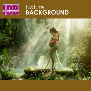 Nature Green backdrop for Maternity and Portrait photography background Photoshop Composite, forest waterfall Photo Composite background