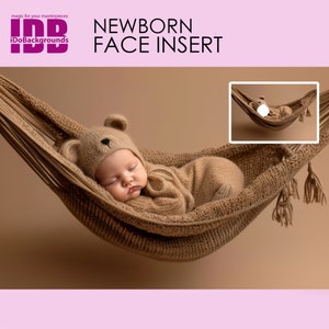 Digitale achtergrond pasgeborene PNG gezicht invoegen, pasgeboren minimale bruine kleuren fotografie, baby gezicht toevoegen digitale foto prop composiet, meisje en jongen