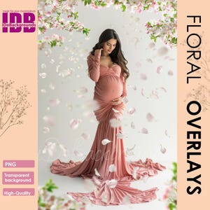 Floral branch Overlays backdrop, White Apple Blossom Flower Branch Digital Overlay for Maternity & Portrait, PNG Overlay Photoshop Composite