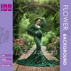 Green flowers Garden backdrop for Maternity and Portrait photography background, Photoshop Composite, flowers Elegant Composite background