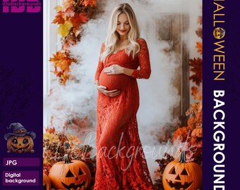 Halloween digital backdrop, Halloween Maternity Photography Digital Prop Composite Holiday Backdrop, Portrait photography creative composite