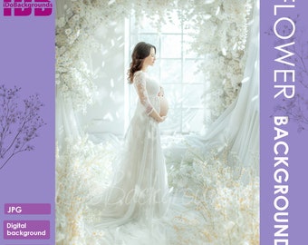 Floral Window Maternity Photography Backdrop (Digital Download)