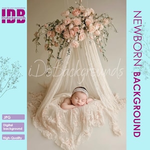 Swing Newborn digital backdrop, soft beige flowers swing Spring Floral Composite digital background, Prop Backdrop, Digital Photo background