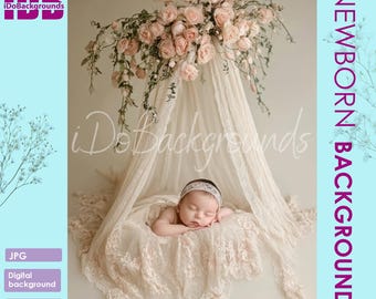 Swing Newborn digital backdrop, soft beige flowers swing Spring Floral Composite digital background, Prop Backdrop, Digital Photo background