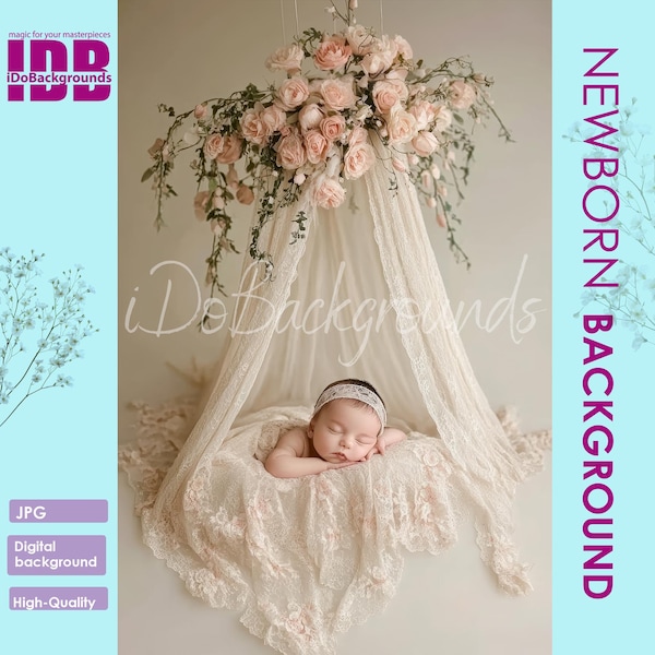 Swing Newborn digital backdrop, soft beige flowers swing Spring Floral Composite digital background, Prop Backdrop, Digital Photo background