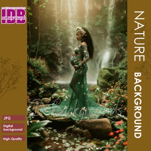 Nature waterfall backdrop for Maternity and Portrait photography background Photoshop Composite, flower waterfall Photo Composite background