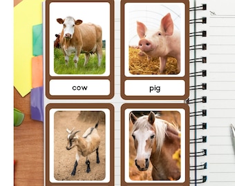 Tarjetas didácticas fotográficas de vocabulario de animales de granja, Aprendizaje divertido de animales de granja: tarjetas fotográficas, Tarjetas didácticas de animales de granja, Animales de granja coloridos