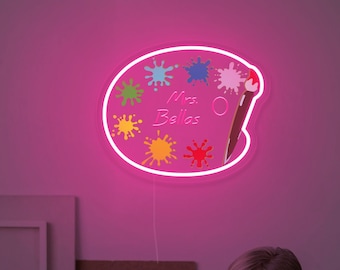 Personalized Art Studio Neon Sign: Paint Palette Classroom Decor