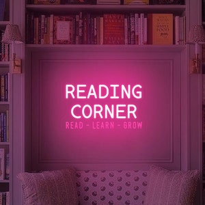 Reading Corner Neon Sign, Classroom Educational Neon Sign Decor,Kids Reading Corner Neon, Book Nook Library Neon Decor，Bookworm Gifts