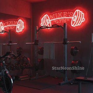 Custom Gym Name Dumbbell Neon Sign: Personalized Workout Room Decor, Gym Wall Decor, Fitness Club Neon Sign