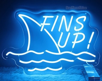 Fins Up Neon Sign: Parrothead Island Life Decor