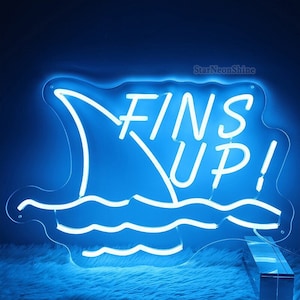 Fins up Neon Sign,Music Fan Gift,FIns Up Sign with Quote,Postive Quote Sign Decor Memorial,Postive Sign,Island Life,Parrothead