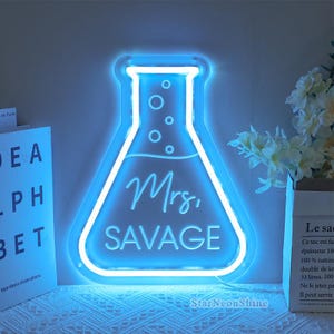 Custom Science Teacher Name Neon Sign,Science Classroom Decor Teacher,Science Beaker Sign,Science Professor Gifts,Chemistry Teacher Gift