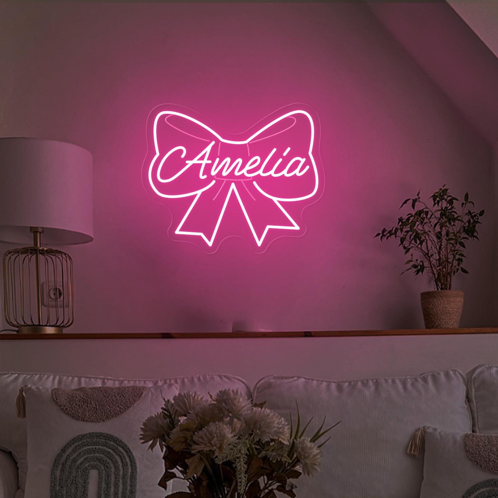 Custom Bow Name Neon Sign: Y2K Girl