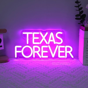Texas Forever Leuchtreklame, Texas Hauskunstwerk, Howdy Cowboy Wandkunst, lustiges Wohndekor, Western Schilder Nachttisch Dekor, große Texas Wandkunst
