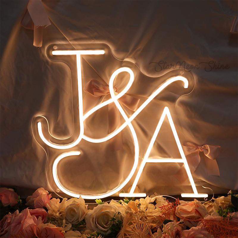 Custom Minimalist Wedding Initials Neon Sign,Minimalist  Wedding Party Backdrop,Personalized Wedding Gifts,Newlyweds Gift, Anniversary Gifts