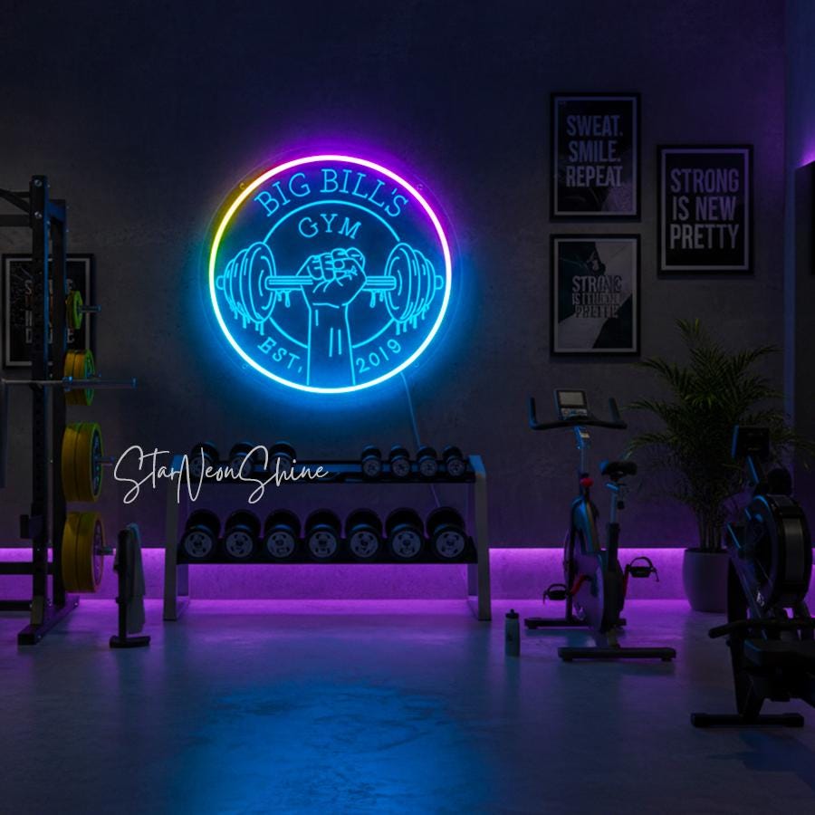 Custom RGB Gym Neon Sign: Fitness Studio Decor, Weightlifting Workout ...
