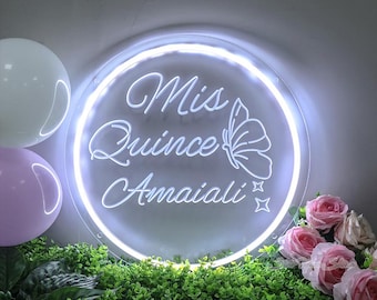 Custom Quinceañera Neon Sign: Mis Quince Birthday Party Decor