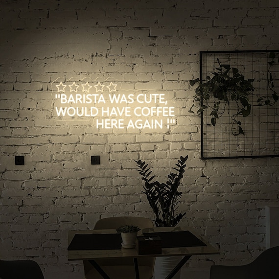 Barista Rating Neon Sign: Funny Coffee Bar Decor
