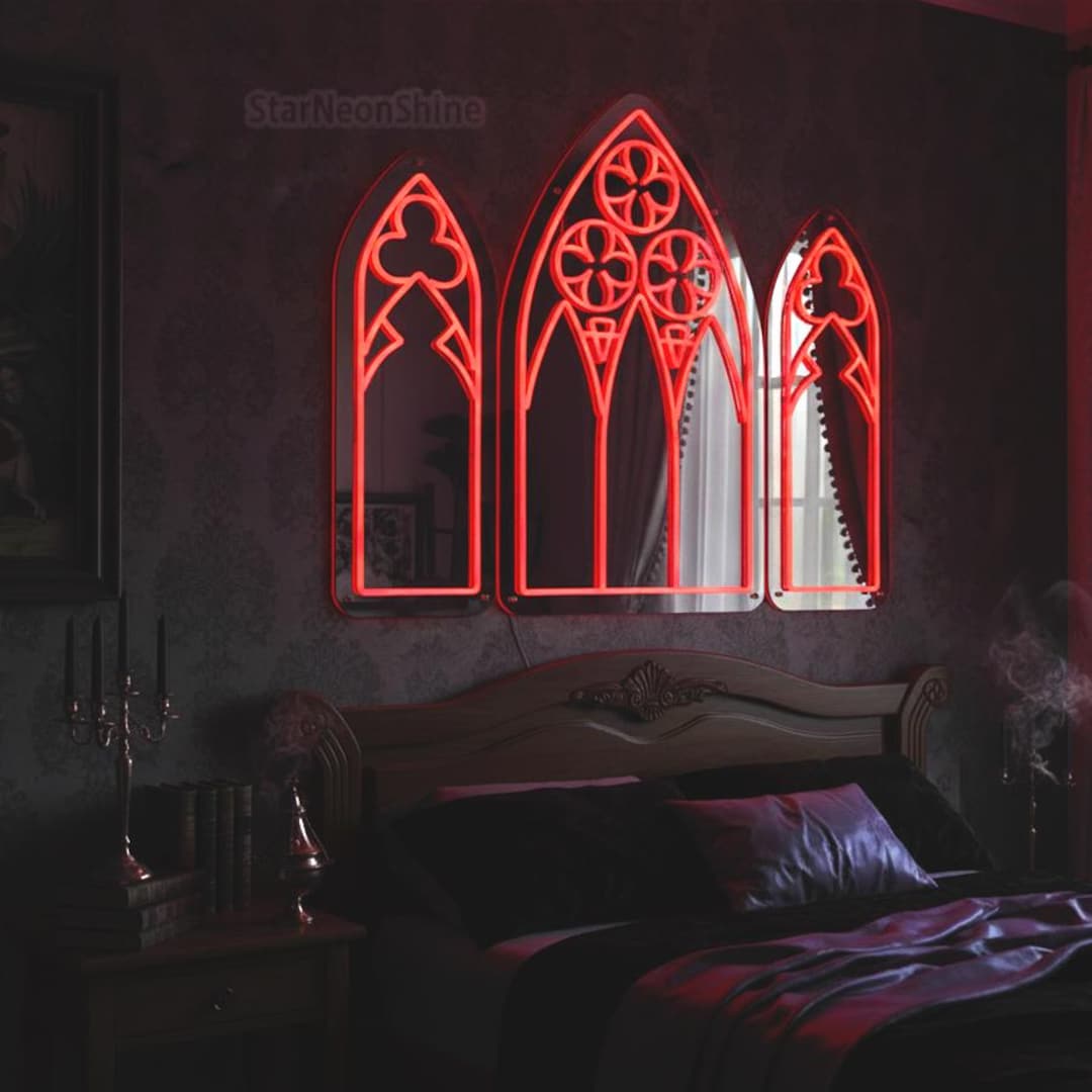 Gothic Mirror Neon Sign: Cathedral Arch Window, Goth Decor, Christmas Gift - Etsy