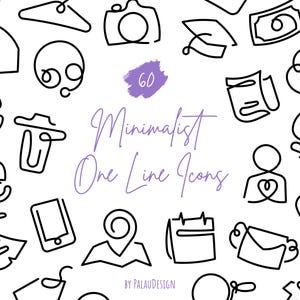 60 One Line Icons Bundle – Minimal UI App Social Media Communication Outline Icon Set