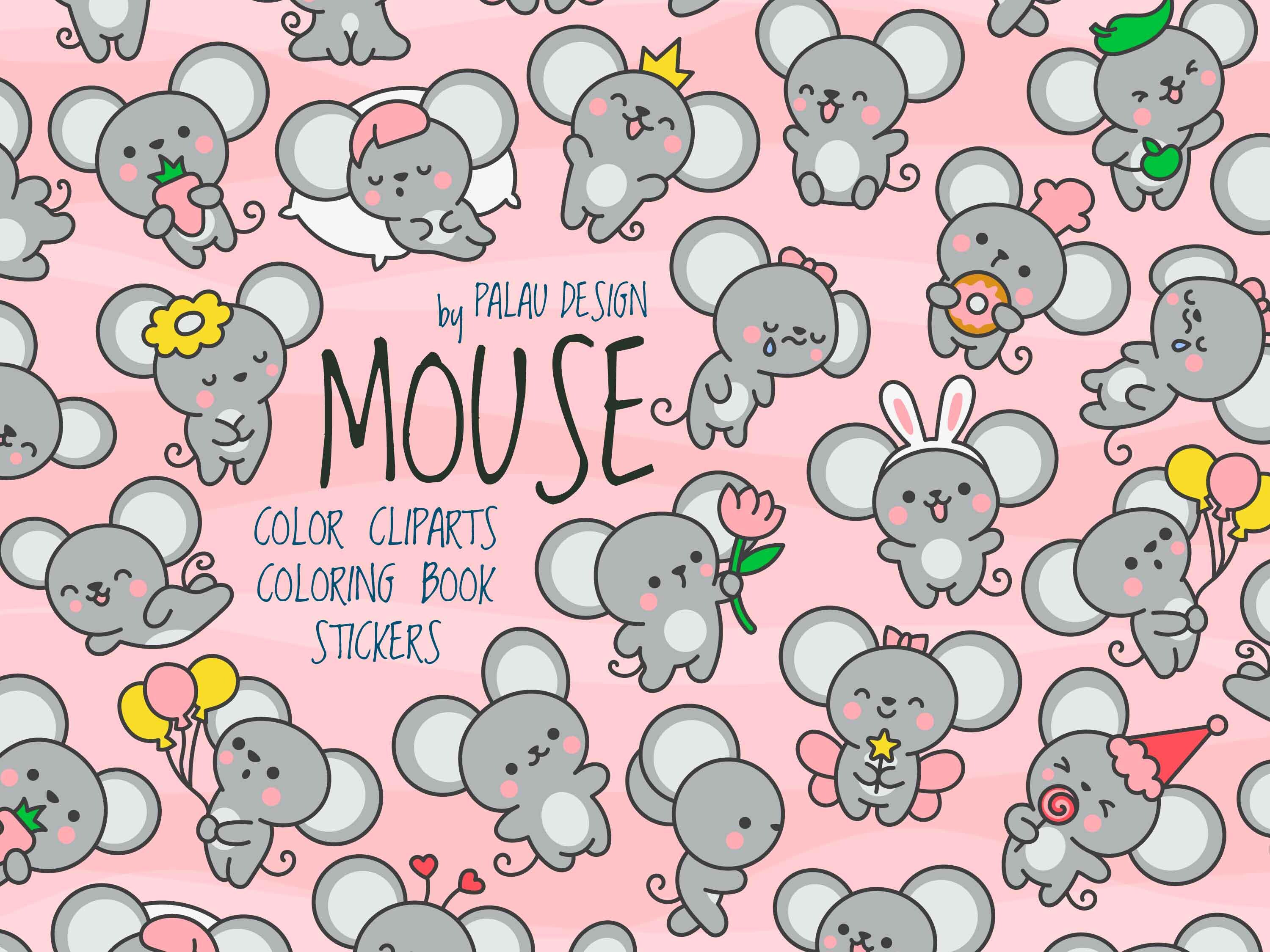 Cute Mouse & Animal Doodles - Editable Clipart Bundle - SVG and PNG