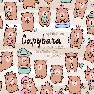 Kawaii Capybara Clipart Bundle: Costumes & Accessories (Digital Download)