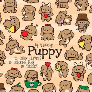 Adorable Dog Clip Art: Cute Cartoon Puppy Set - SVG, PNG, Digital Download - Perfect for Crafts! vector graphics Sweet Planner printables