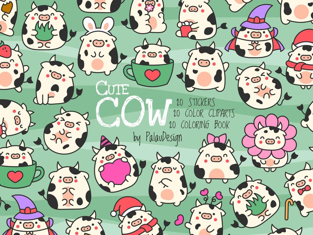 Cow Clipart Bundle – Farm Animal Stickers, SVG, PNG (digital Download ...
