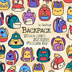 Ensemble de cliparts modifiable pour enfants - Illustrations scolaires Kawaii amusantes - téléchargement immédiat