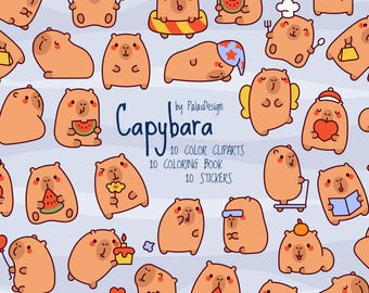 Whimsical Capybara Clipart: SVG, PNG Graphics (Instant Download)