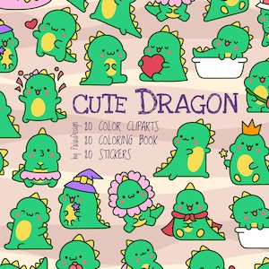 Joli bébé vert, coloriages à colorier et autocollants pour enfants, adorable personnage de dessin animé kawaii pour travaux manuels et créations manuelles