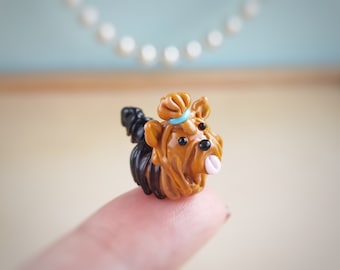 GLASS FIGURINES yorkshire terrier figurine yorkshire terrier GIFT Dog ornament Glass Dog Glass yorkshire terrier art Tiny yorkshire terrier