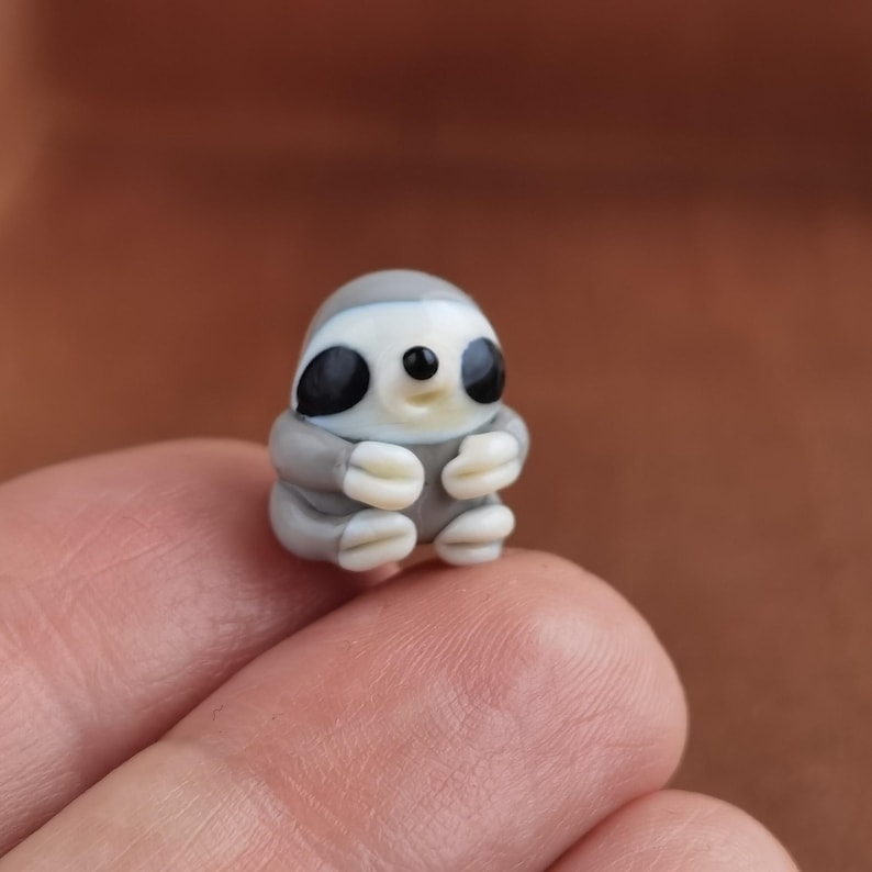 Mini Zen garden figurine Sloth miniature Sloth gifts Sloth ornament Glass miniature animals Baby sloth Fairy garden animals Zen sand garden image 1