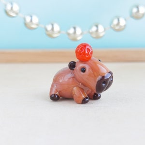 Glass figurines Capybara figurine Glass Capybara figurine Tiny Capybara Miniature Capybara Tiny glass animals Terrarium figurines