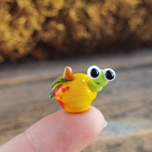 TINY GLASS ANIMALS Caterpillar figurine Miniature caterpillar Glass caterpillar desk decor apple miniature animals glass figurines Worm