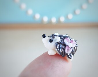 MINIATURE ANIMALS Hedgehog figurine Hedgehog miniature Baby Hedgehog Glass Hedgehog decor Hedgehog gift Tiny Hedgehog Fairy garden animal