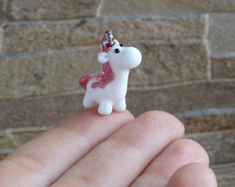 Tiny unicorn miniature, glass unicorn figurine, unicorn sculpture , unicorn totem desk decor tiny glass animals terrarium figurines