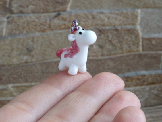 Tiny unicorn miniature, glass unicorn figurine, unicorn sculpture , unicorn totem desk decor tiny glass animals terrarium figurines