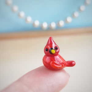 Glasfiguren Rot Kardinal Vogelfigur Glas Kardinal Figur Rot Kardinal Miniatur Kardinal Miniatur Kardinal Winzige Glastiere Glasvögel Puppenhaus