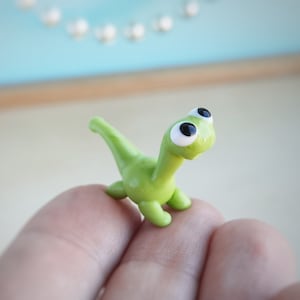 TINY GLASS ANIMALS Dino figurine Miniature dinosaur Glass dino aquarium decoration miniature animals glass figurines Diplodocus desk decor