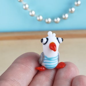 Glass figurines SEAGULL bird figurine Glass seagull figurine Tiny seagull Miniature seagull Tiny glass animals Glass birds