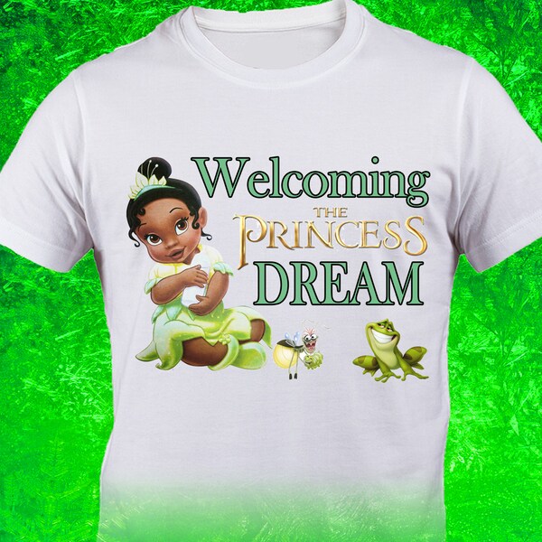 Welcoming Princess Tiana Baby Shower Family Shirt, Birthday Princess, Birthday Girl Shirt, Princess and the frog Shirt, Baby Princess