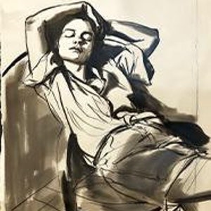 Sketch of a Resting Woman | Wall Art Portait Decor | Digital Print ...