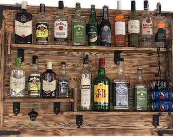 Półka na ścianę 3D bar domowy 72x112x15 cm. Drewniany bar rustykalny