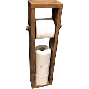 Porta carta igienica in legno fatto a mano, rustico, stile wengè. Portarotolo di carta igienica. Appendino per carta igienica