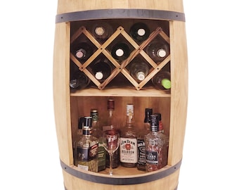 Bar in legno per botti di alcol con ripiano e sdraio allungabile per bottiglie di vino 80x50 cm marrone chiaro, Pub casalingo in legno, Portabottiglie