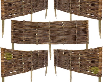 Wicker fence 100x30cm, set of 5. Wicker palisade for the garden. Willow fence, border fence